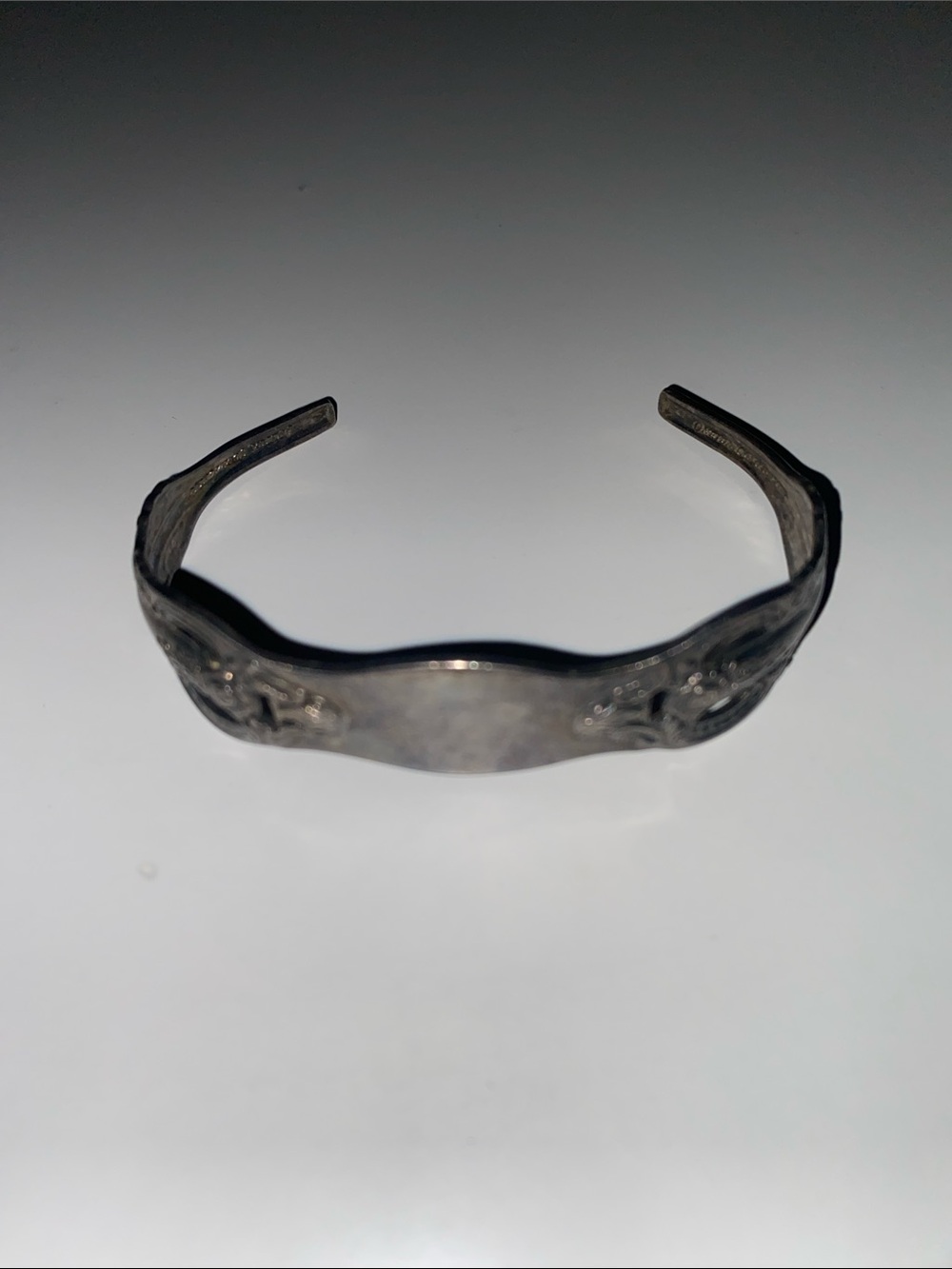 Vintage Engraved Silver-Tone Cuff Bracelet